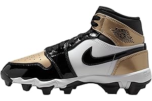 NIKE Jordan 1 Mid Little/Big Kids' Cleats (HF6883-701, Metallic Gold/White/Black)