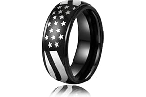 LAOYOU Anxiety Relief Mens Spinner Ring | 8mm Stainless Steel Black Fidget Anxiety Ring Inlay Curb Chain Jewelry Gift Size 6-14