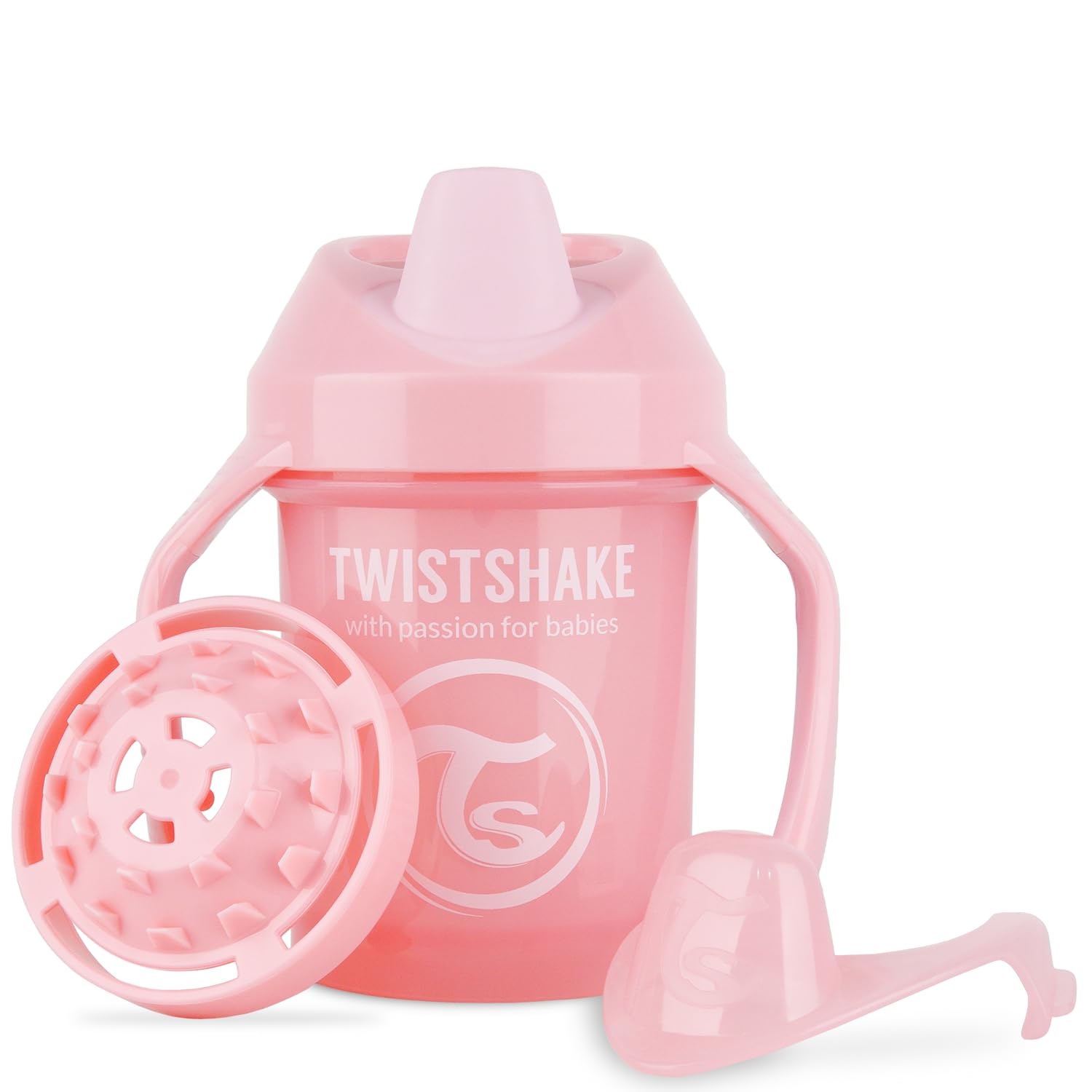 Twistshake Mini Cup | Non-Spill with Soft Spout & Fruit Mixer -230ml | Leak Proof Weaning Cup | BPA-Free Baby Sippy Cup | Training Cup for Kids | Learning Baby Water Bottle | Pink