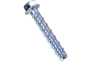 CONFAST® LDC38212 3/8" x 2-1/2" Zinc Plated Large Diameter Concrete Screw for Anchoring to Masonry, Brick or Block (25 per Box)