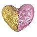 J-hong Mermaid Throw Pillow with Insert,Two-Color Heart Shape Reversible Sequins Decorative Pillow. 13''×15'' (Pink+Gold)