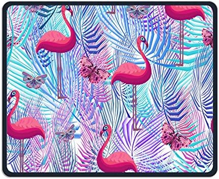 Wireless Mouse Pad, Flamingo Butterfly Tropical Plants Mouse Pads, Comfort Soft Non Slip Lightweight Premium-TexturedMouse Pad Mat For Women Men At Home Or Work