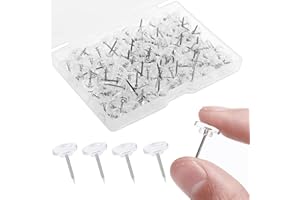 REDANHA 100PCS Clear Push Pins, Standard Plastic Clear Thumb Tacks Steel Point and Head Pushpins Transparent Flat Push Pins for Cork Board, Wall Hanging, Bulletin Board and Crafts