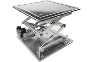 JENSWILL 8" x8" Lift Table Stainless Steel Lab Jack Stand Table Scientific Scissor Lifting Jack Platform Expandable Lift Height Range 80mm-275mm, Maximum Support Weight 15kg