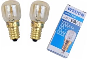 WSDCN.COM 2 Pack, Fulfilled by Amazon, WSDCN E14 T25 25W 120V 120 Volt 125V 110V~130V Oven Light Bulb Heat Resistant Bulb 300'C