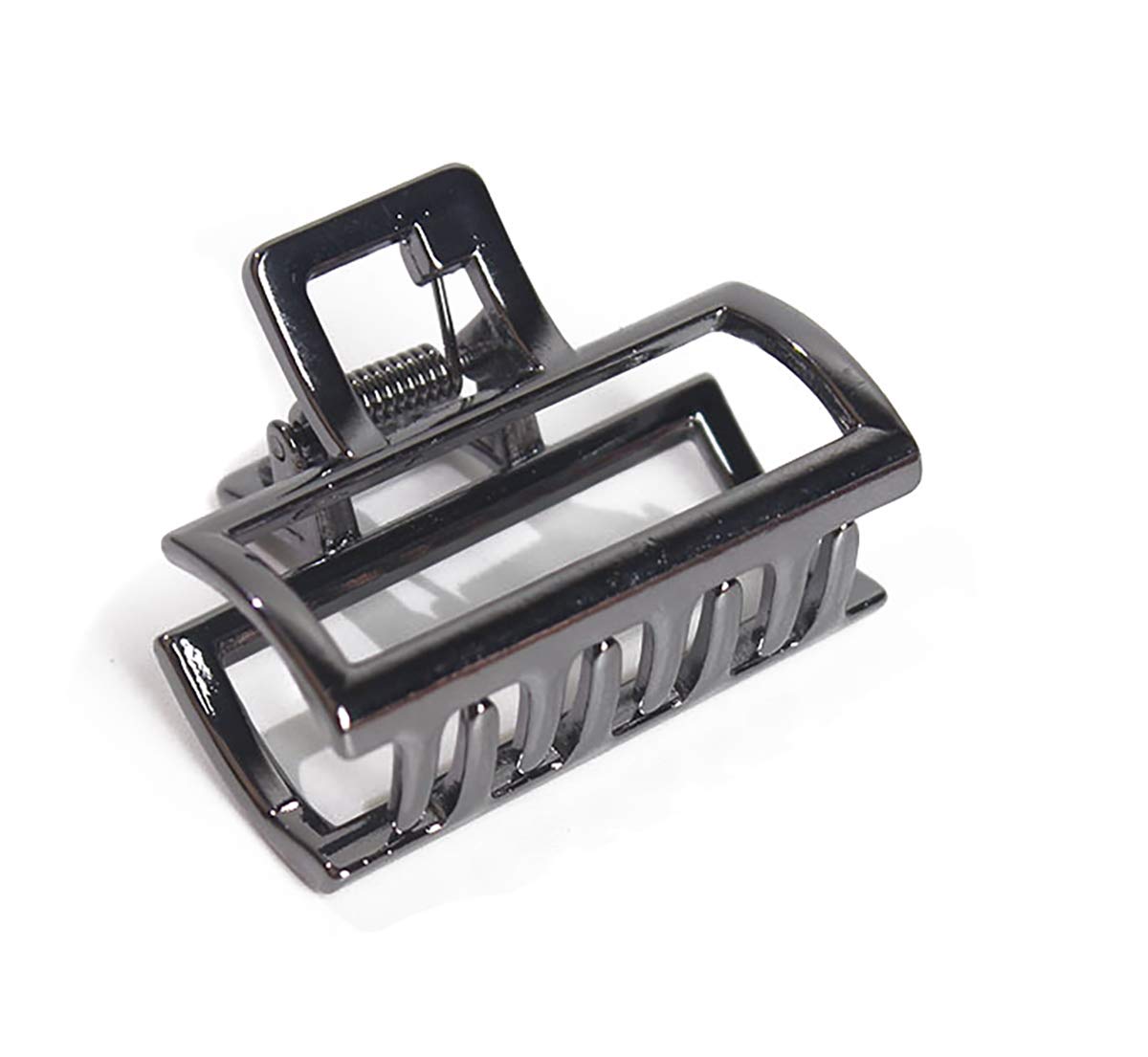 Fodattm 2PCS Girls Women Small Vintage Metal Rectangle Hair Jaw Clips Hair Clamp Ponytail Holder Hair Claw Hairpin Accessories (Black)