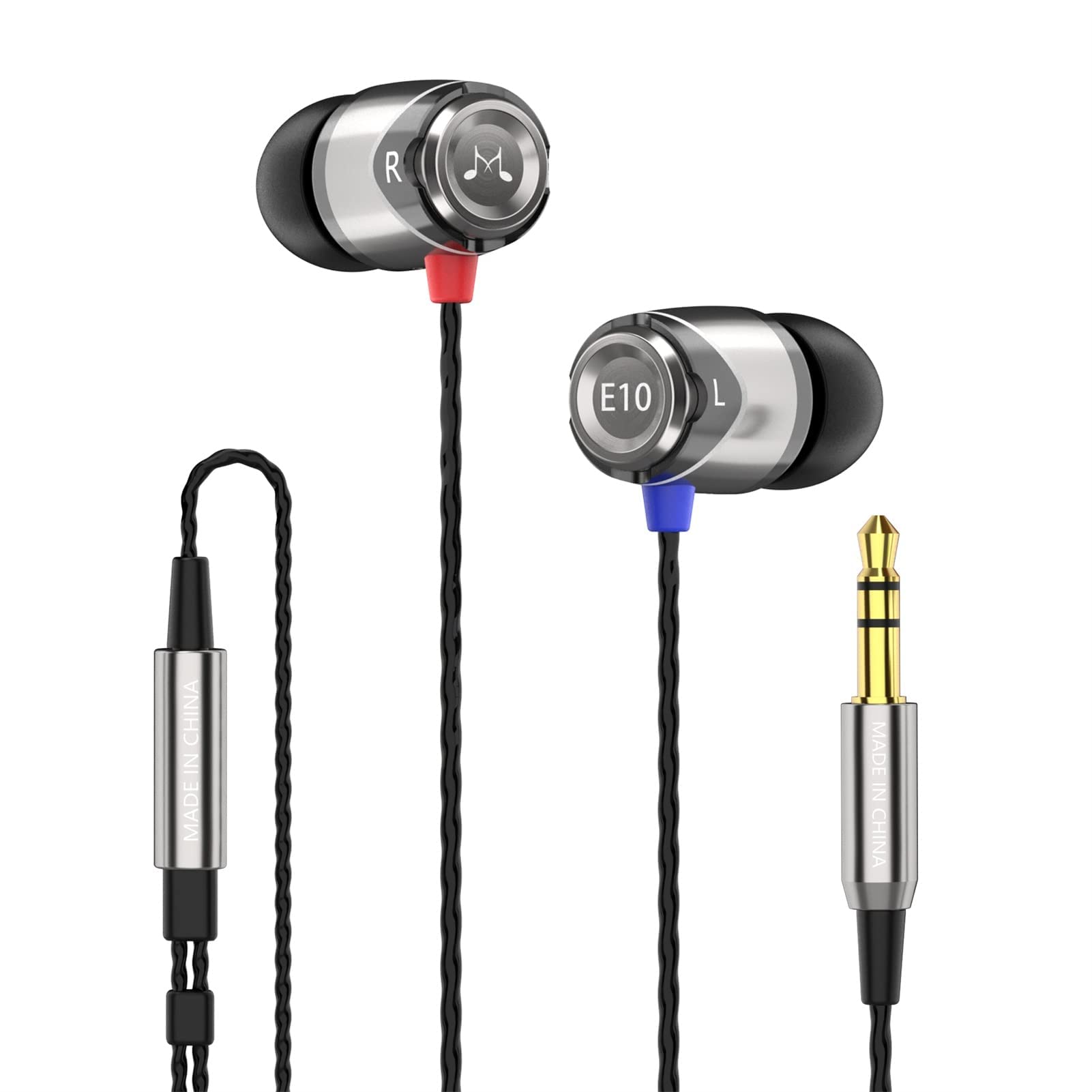 Soundmagic E10 In-Ear Isolating Earphones - Deep Bass, Noise-Isolating, Durable Metal Build, Tangle-Free Cable, Award-Winning Sound Quality - Ideal for Music, Gaming, Travel - Black/Silver