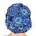 Women’s Surgical Scrub Cap Nurse Ponytail Adjustable Euro Bouffant Blue Medallions DK Scrub Hats