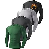 Mexholin 4 Pack Thermal Shirts for Men Long Sleeve Compression Shirts Sim Fit Thermal Underwear Tops for Cold Weather