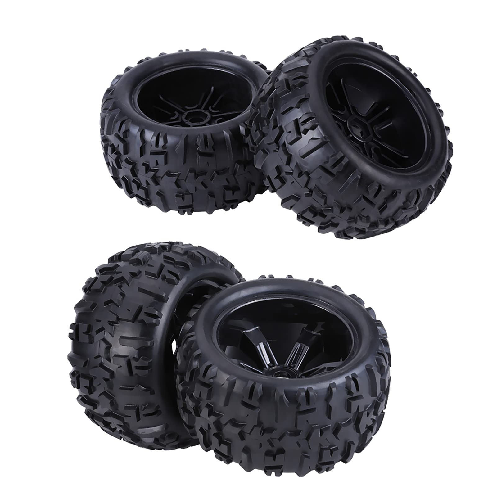 Dilwe RC Truck Car Tire, 4 Pcs Rubber Tyre Tires & Plastic Hubs Wheel Rims Accessories for 1/8 RC Truck Car Accessory Parts