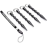 Durable Aluminum Anti-Wolf Tool,Self Defense Keychain (Black,1 Pack with 4 Items)