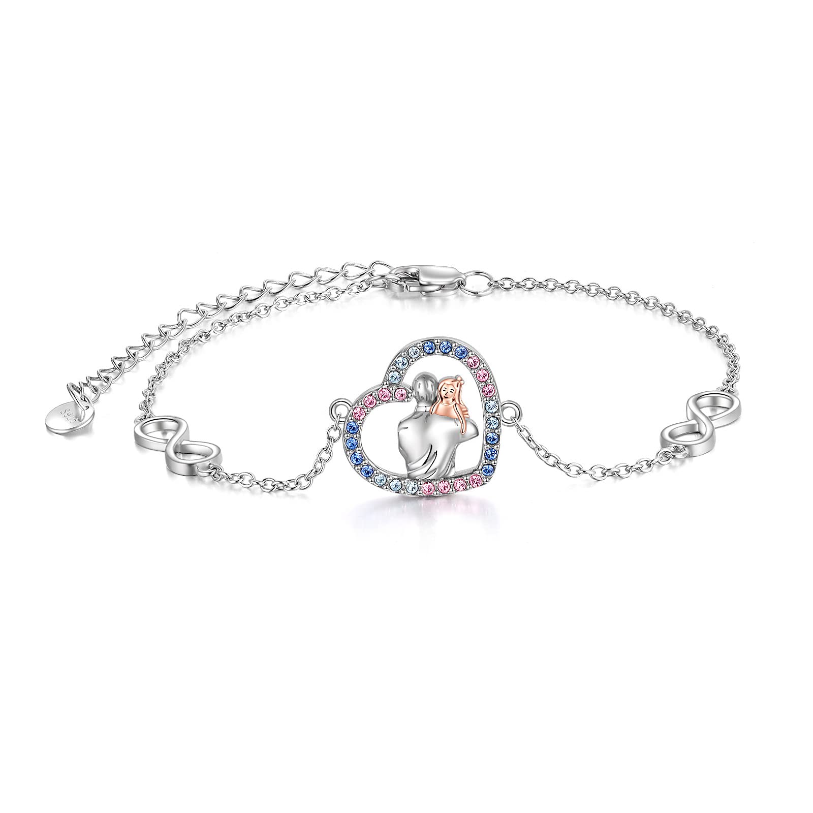 VONALA 925 Sterling Silver daughter Bracelet with Crystal, Infinity Jewellery Christmas Birthday Gifts from Dad
