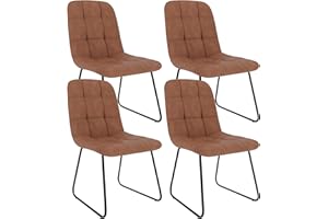 HIPIHOM Dining Chairs Set of 4, Modern Kitchen Faux Leather Dining Room Chair for Kitchen Living Dining Room (4 Brown)