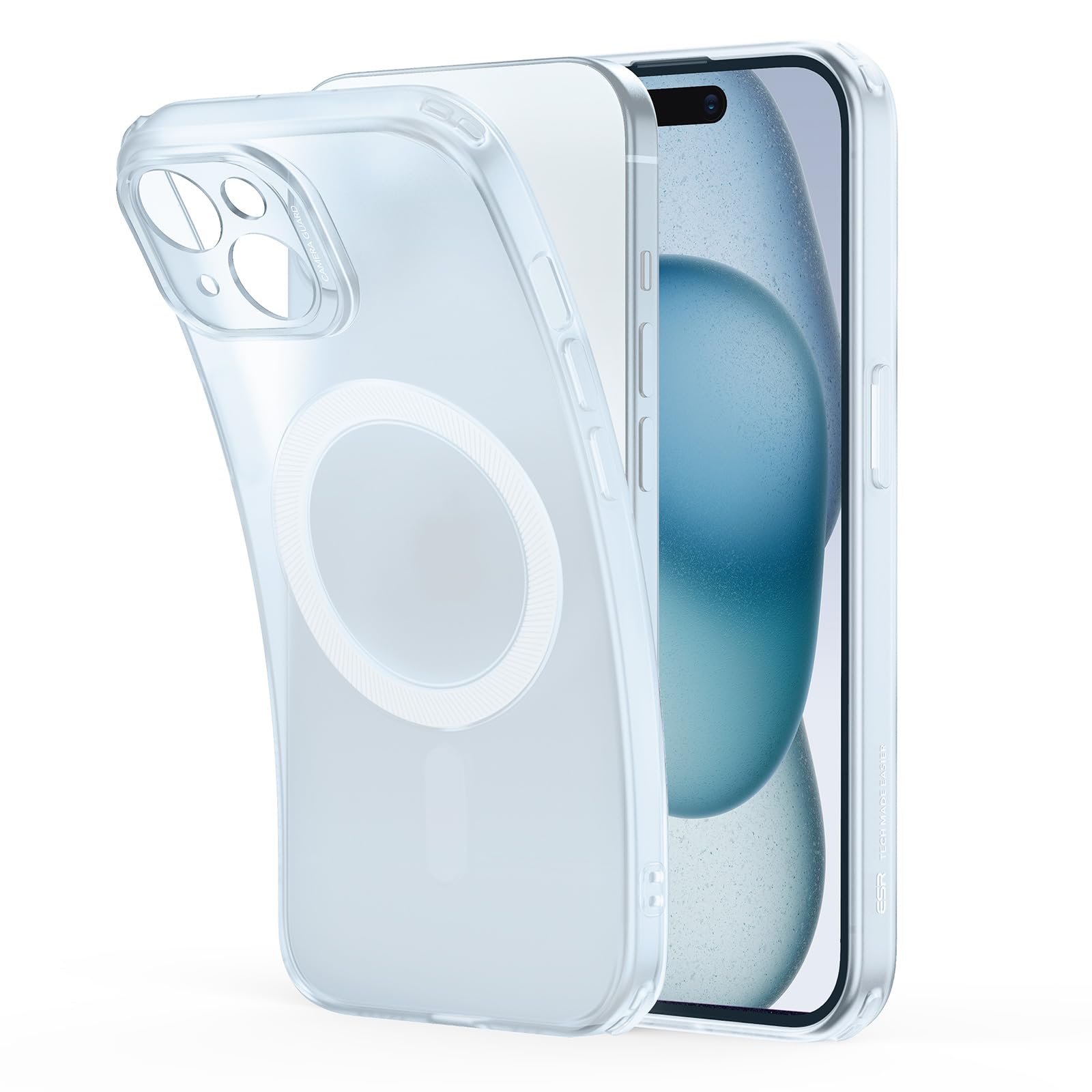 Photo 1 of ESR for iPhone 15 Case, Compatible with MagSafe, Military-Grade Protection, Resists Yellowing and Scratches, Magnetic Phone Case for iPhone 15, Zero Series, Frosted Blue