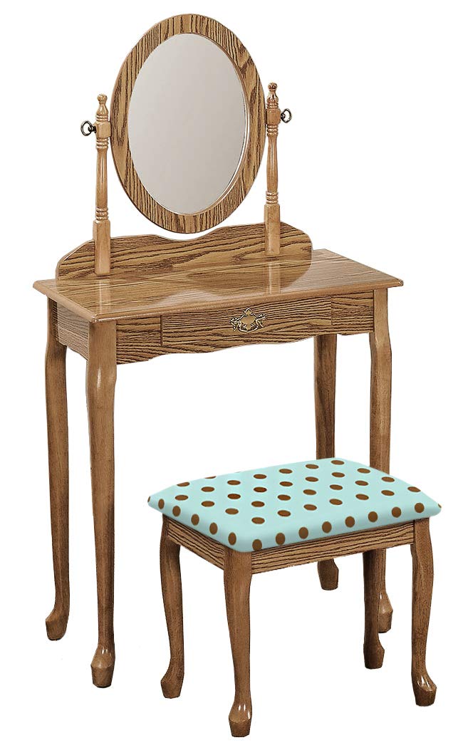 Best vanity table with stool set – polka dots