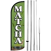 4LessCo MATCHA Windless Feather Swooper Flag Banner Sign 15 Feet Tall Pole Kit gq-h