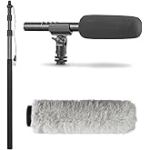 Movo XLR Shotgun Microphone & Boom Pole Kit – Professional Location Sound Recording Bundle with Shotgun Mic and Boompole with Internal XLR Cable for Filmmaking, ENG, and Broadcast Audio
