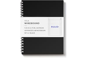 Vela Sciences Advanced W7-A Expanded Wirebound Lab Notebook, 9.25 x 11.75 in (23.5 x 30 cm), 144 Pages, Double Wire Looped, 70lb Heavyweight Paper (1-Pack, Ruled)
