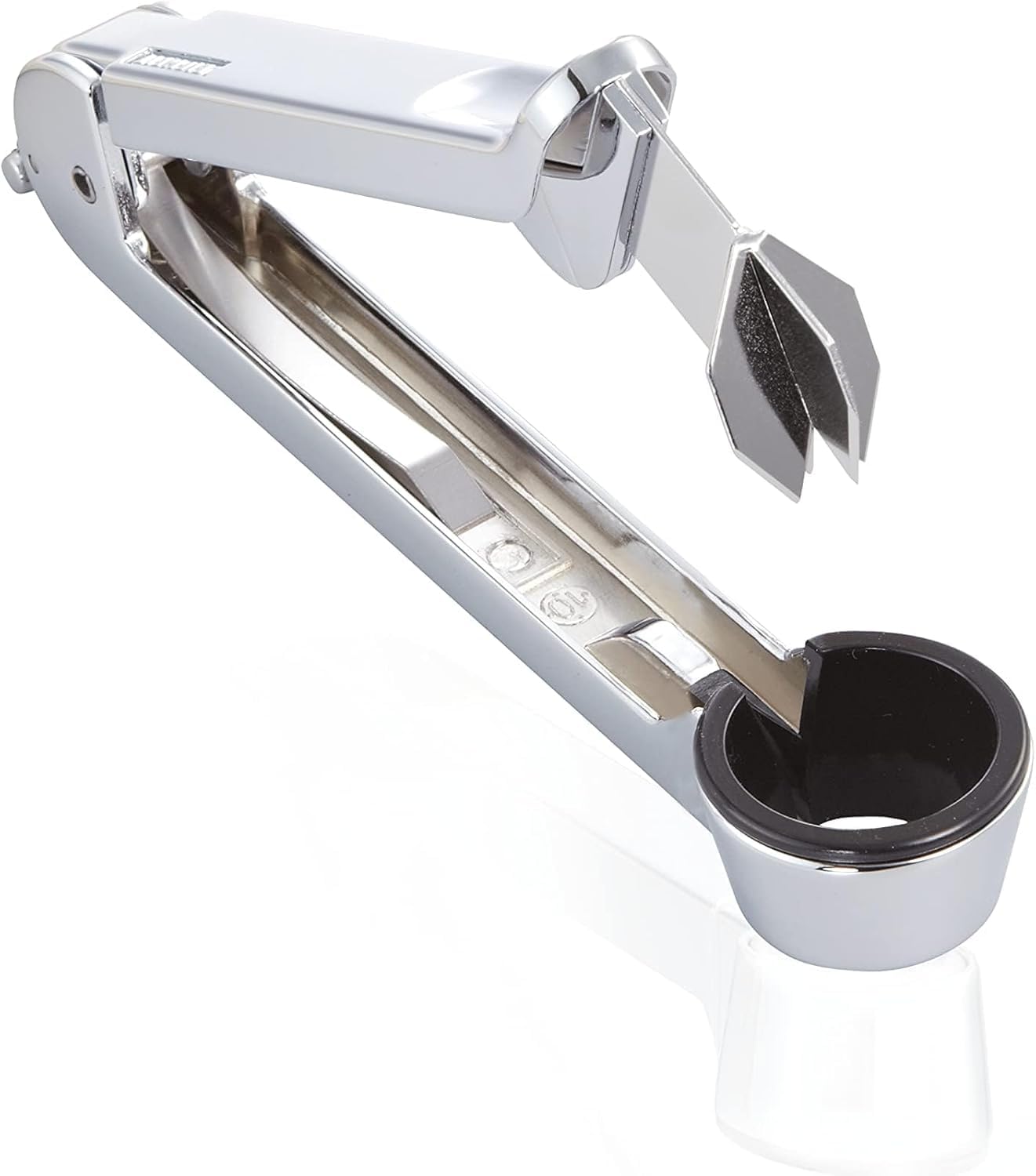 Leifheit Plum Pitter, Plum Stoner, Plum Stone remover, Preparing Plums, Damson Stoner, Damson Stone Remover, with Closing Lock for Storage, Durable Die-Cast Zinc