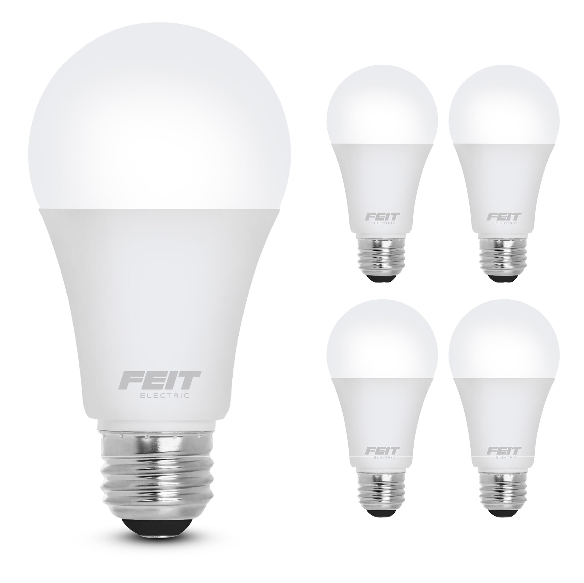 Photo 1 of 3pcs only ----Feit Electric A19 LED Light Bulb, 60W Equivalent, Dimmable, 800 Lumens, E26 Medium Base, 3000K Bright White, CRI 90, 25,000 Hour Lifetime, UL Listed, Damp Rated, OM60DM/930CA 