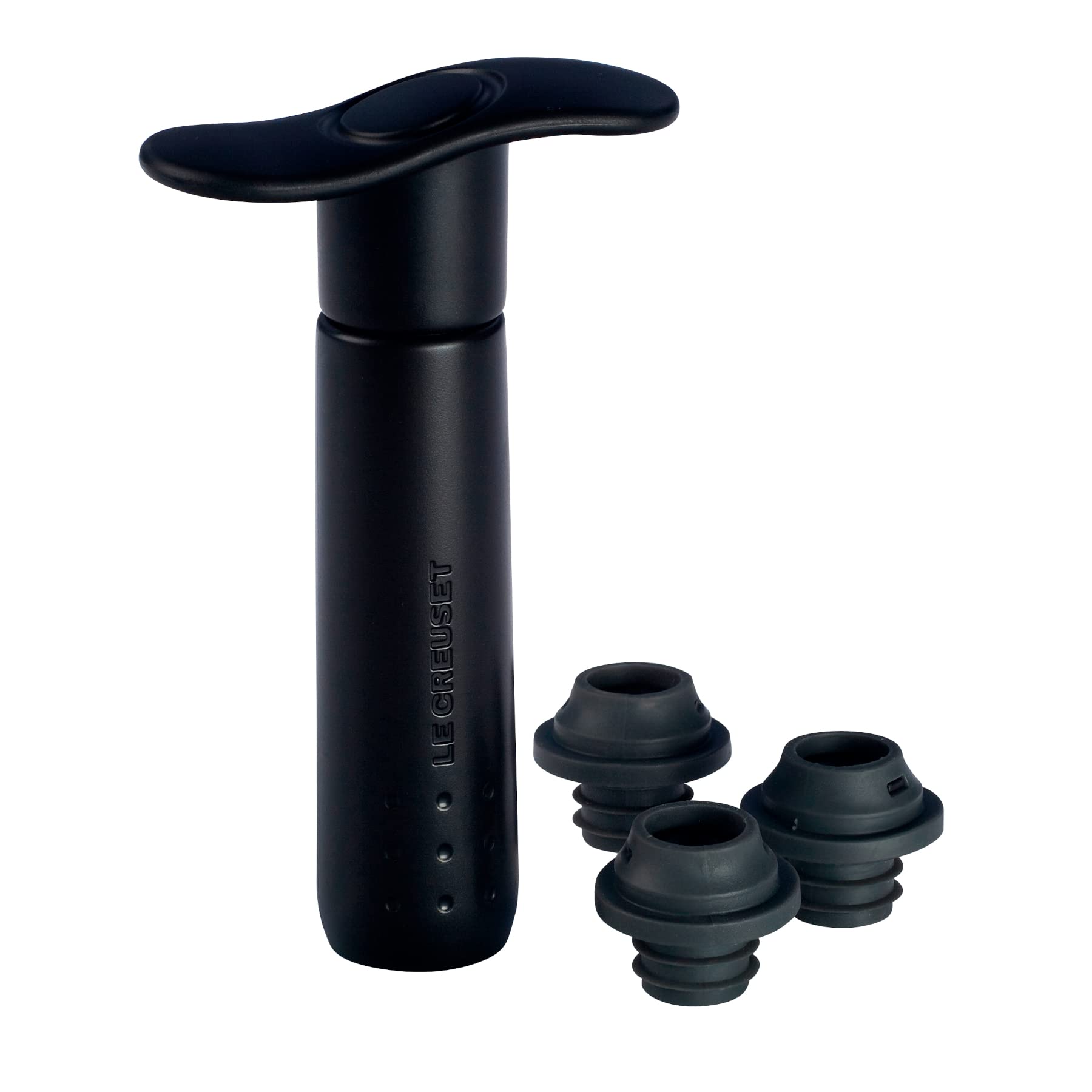 Le Creuset WA-137 Wine Accessories Wine Pump and 3 Stoppers Plastic Black