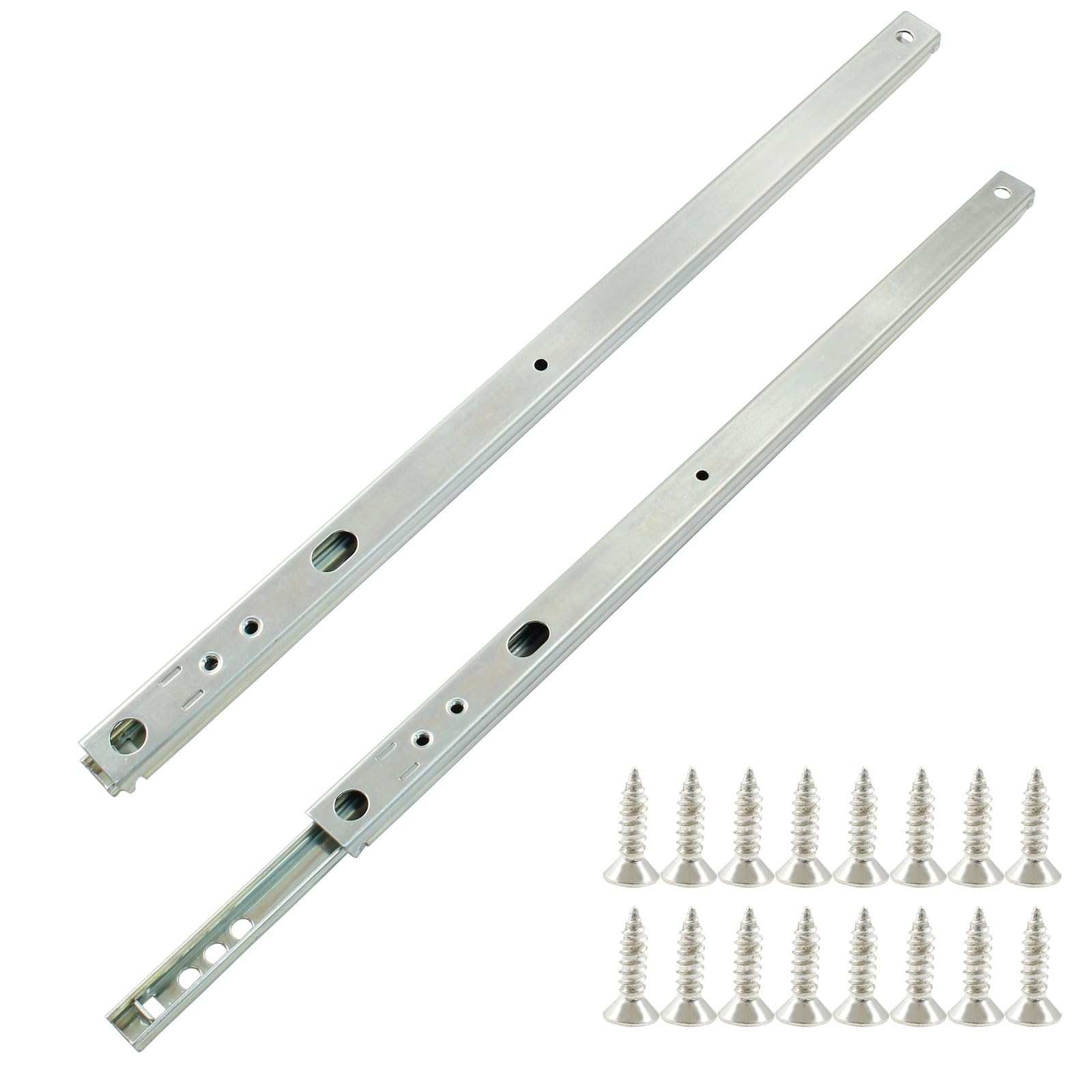 Photo 1 of Dijedev 12 Inch Drawer Slides, 2pcs Metal Drawer Slides, Ball Bearing Two Way Slide Track Rail 0.7 inch Wide with Mounting Screw, Heavy Duty Dresser Drawer Slides for Kitchen Cabinet