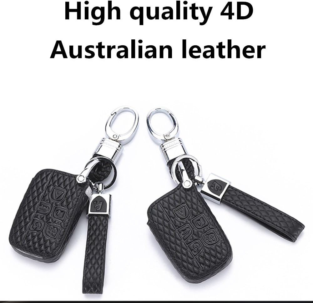 Happyit High Guality Leather Car KeyCover Cases Car keychain for Land Rover Jaguar 5 Buttons Smart Key, black, 7*4*1 cm - Image 3