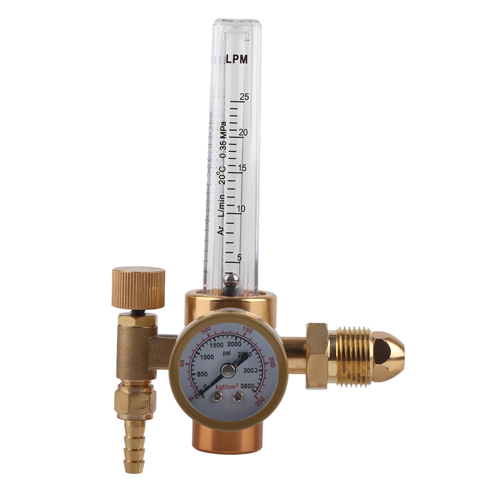 Argon Regulator Argon Pressure Reducer Argon TIG Regulator, Material: PC + H59 Pure Brass, Pressure Range: 0-3500 PSI, Import Connection: CGA580, Air Outlet: M12 X 1