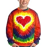 BesserBay Unisex Boys Girls Valentine's Tie Dye Heart Print Sweatshirt Cute Long Sleeve Pullover