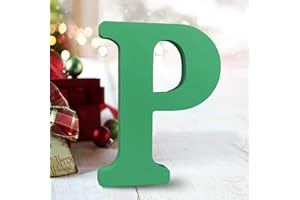 AOCEAN 6 Inch Green Wood Letters Unfinished Wood Letters for Wall Decor Decorative Standing Letters Slices Sign Board Decoration for Craft Home Party Projects (P)