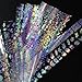 8 sheets FLORESCENT holographic mirror laser NAIL FOILS rainbow unicorns geometric triangles white flower petals NAIL DECALS bohemian flower child hippy dreamcatcher peacock feathers NAIL WRAPS