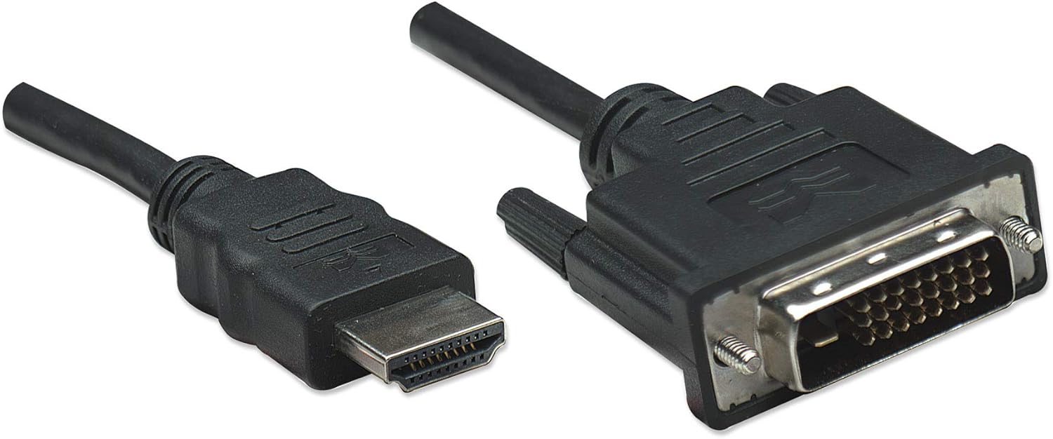 Manhattan HDMI to DVI-D 24+1 Cable, 1m, Male to Male, Black, Dual Link, Compatible with DVD-D, Lifetime Warranty, Polybag - Image 3