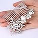 EVER FAITH Crystal Simulated Pearl Winter Snowflake Hair Side Comb Clear Silver-Tone
