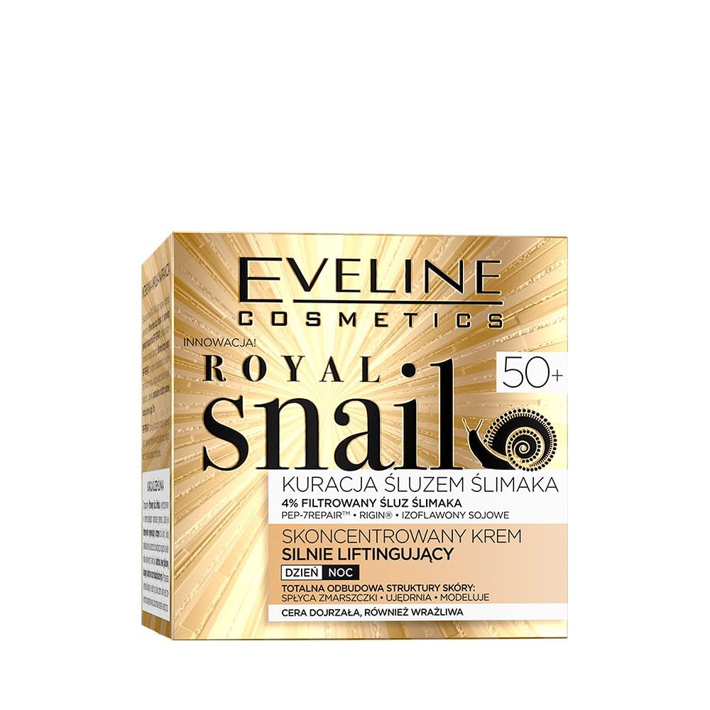 Eveline Cosmetics Royal Snail ROYAL SNAIL Concentrated Lifting Cream 50+ with Snail Mucin & Soy Isoflavones, Anti-Wrinkle & Skin Firming, 50ml
