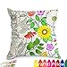 Flowers Colouring Craft Kit Creativity DIY Coloring Pillowcase Decoration, 18 Inch Square with Bonus A Set of 7 Doodle Color Pens, Creative Gift for Kids (Flowers)