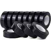 12-Pack,Black Electrical Tape,3/4in x 66ft,Vinyl tape,PVC Electric Tape | Vinyl insulation tape for electrician,Wire Insulation,Bundling,Home Vehicle Auto Car Wiring,High Temperature Resistant