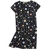 Inadays Women's Cotton Nightgown Sleepwear Short Sleeves Nightshirt Casual Print Sleepdress Loose Comfy Pajama