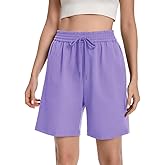 Womens Athletic Sweat Shorts Drawstring High Waisted Short Baggy Lounge Cotton Long Bermuda Shorts with Pockets