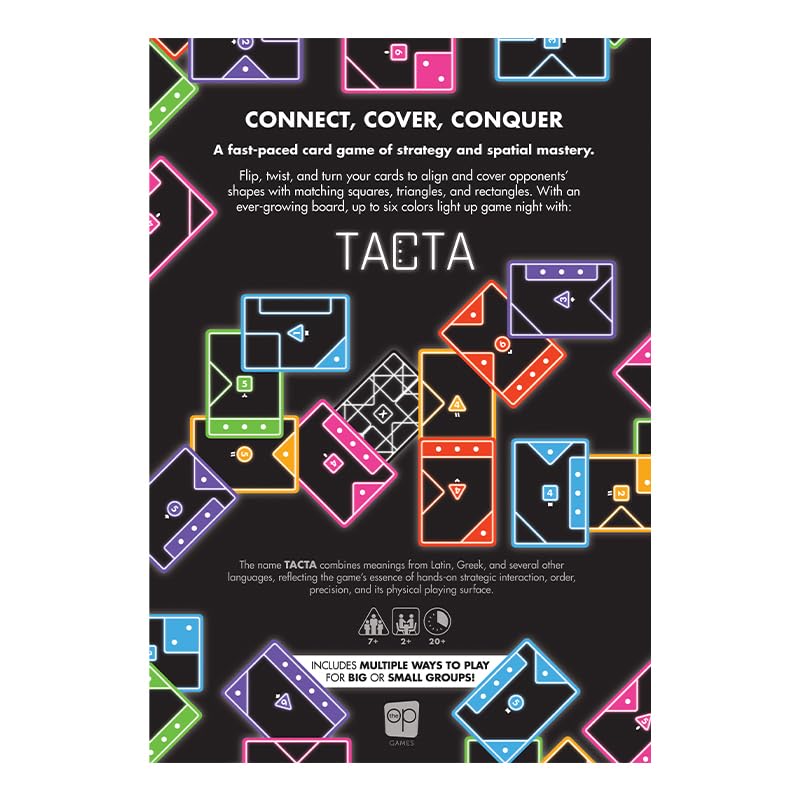 TACTA Card Game, Where Every Card Counts, Fast-Paced Strategic Shape Matching Party Game, Analyze and Optimize to Connect, Cover & Conquer to Win, Unique Party Game Play for 2 or More Players, Ages 7
