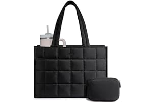 LOVEVOOK Tote Bag for Women, Puffer Work Handbag 15.6 Inch Laptop Purse for Nurse Teacher