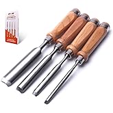 ATOPLEE 4 Pieces Wood Chisel Set for Woodworking, Professional Wood Chisel Tool Carpenter Gouge CR-V Steel Semi-Circular Edge Sharp Blade 8mm(5/16")/12mm(1/2")/18mm(3/4")/25mm(1") (Full Size-4PCS)