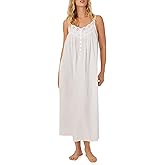 Eileen West Queen Anne's Lace Womens Sleepwear & Loungewear - Florentine Lace Collection - 100% Cotton Lawn Long Nightgown