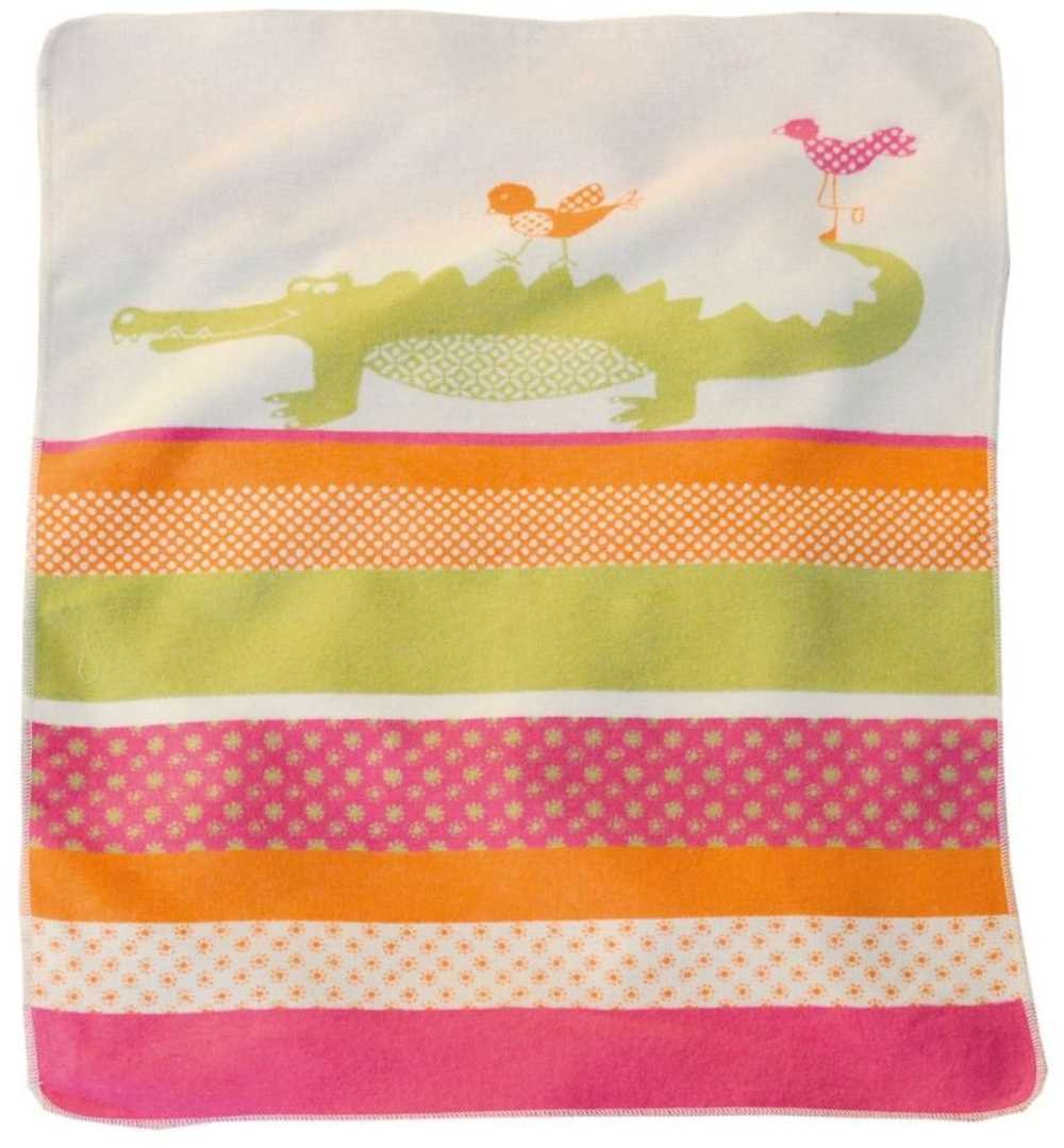 David Fussenegger Babydecke Juwel Krokodil und Vögel koralle pink