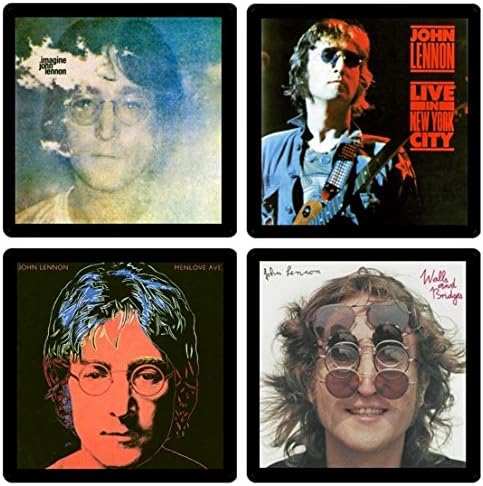 John Lennon Coaster Gift Collection - (4) Different Album Covers Reproduced Onto Absorbent, Soft, Drink Coasters