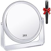 MKUMIR 20X Vanity Mirror Makeup Mirror,1X/20X Magnification Double Sided Magnifying Mirror,360 Degree Swivel Desk Mirror,Portable Table Counter top Mirror for Bathroom Shaving Mirror,Gift for Women