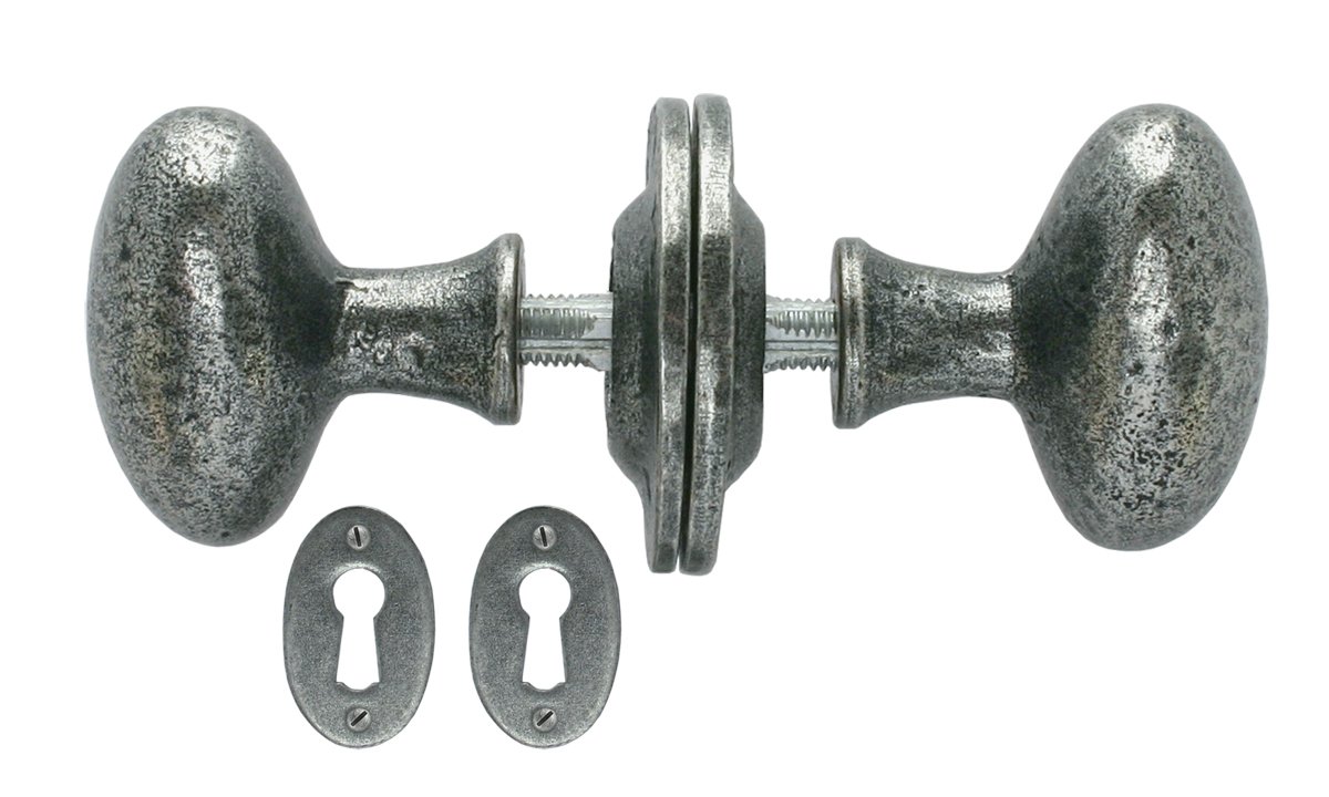 From the Anvil Pewter Oval Mortice/Rim Knob Set