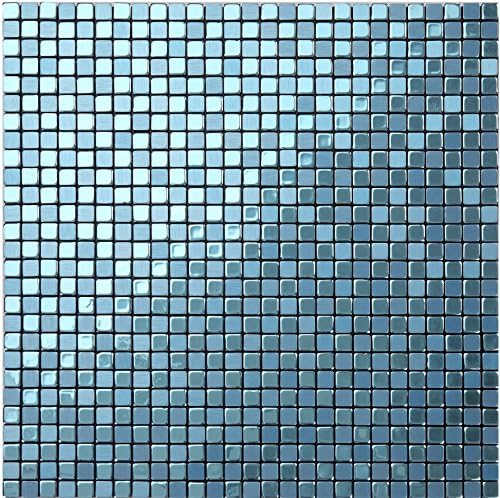 Blue Peel &amp; Stick Kitchen/Bathroom Backsplash Sticker, 12" X 12" Metal Tile Design- A31