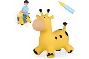 INPANY Bouncy Horse, Giraffe Hopper Toys, Toddlers Bouncing Animal, Inflatable Jumping Hopping Horse, Ride on Rubber Bouncer, Outdoor Indoor Birthday Gifts for 2 3 4 Year Old Girls Boys