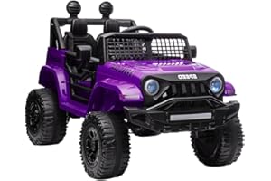 BKIRNP 12V Ride On Car, Electric Cars for Kids Car, Ride on Toys w/3 Speeds Adjustable Equipped with Music, Parent Remote Control, Spring Suspension, AUX Port Gifts for Kids-Purple