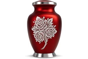 SOLACE FOREVER Rose Cremation Urn for Ashes for Women & Men - Handcrafted Rose Urns for Human Ashes Adult Female & Male - Funeral Urns for Women - Honor Your Loved Ones with Decorative Urns (Red, Large)